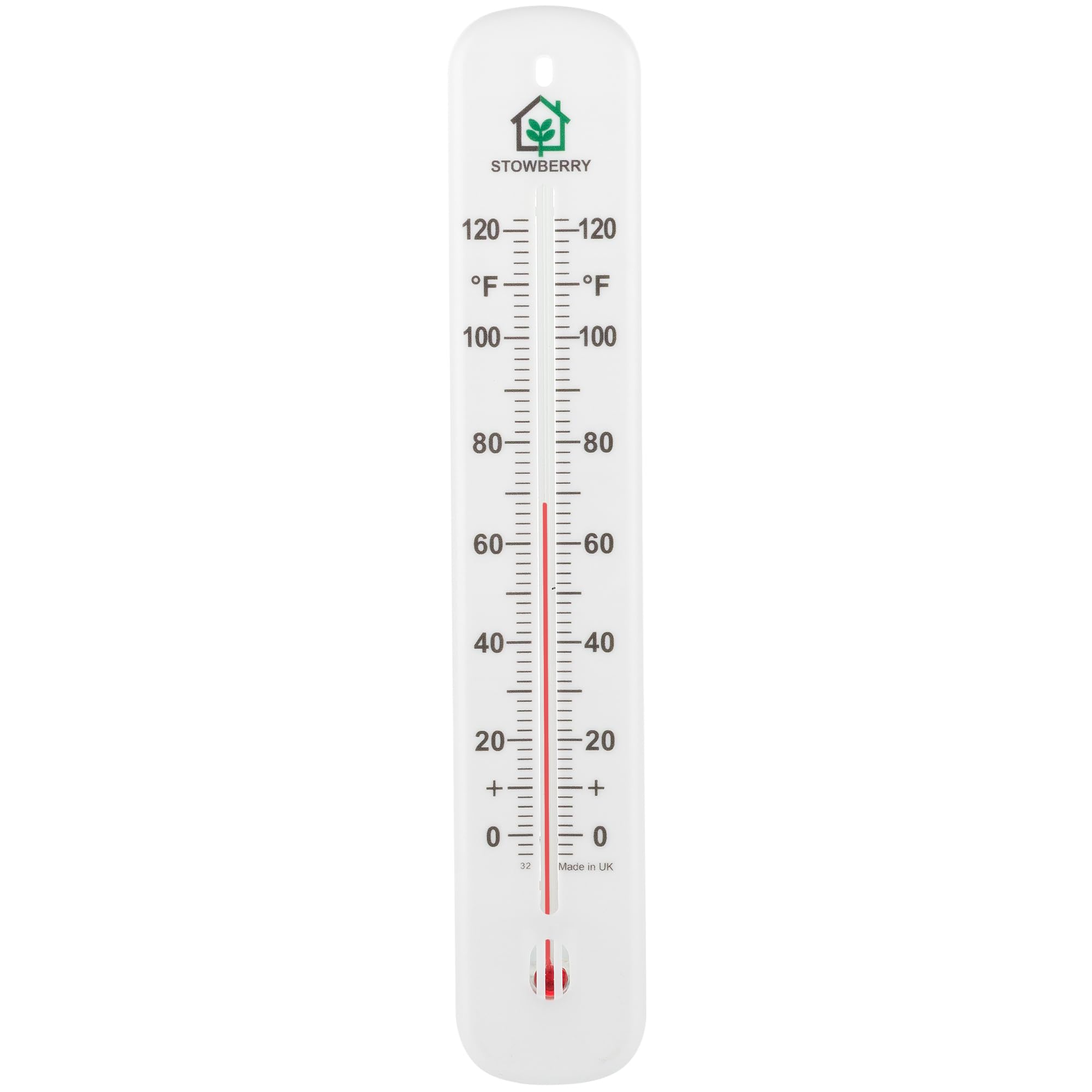 STOWBERRY room thermometer mounted on wall showing clear indoor temperature.