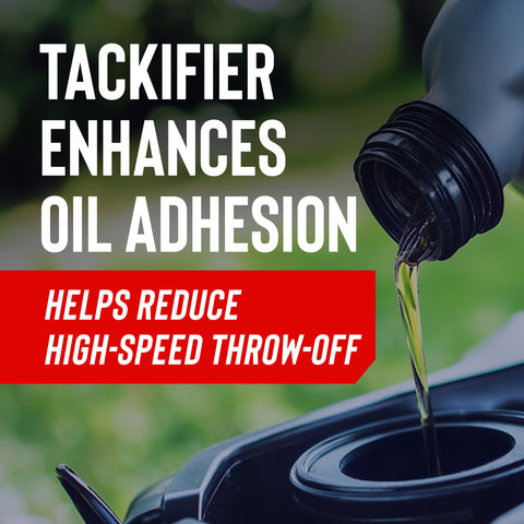 Saw in use with STP oil reducing resin buildup for smoother cuts