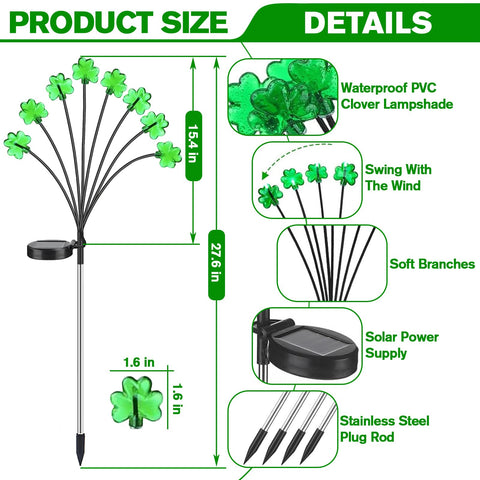Strackvial Shamrock Pathway Light stands 30 inches tall as a visible garden focal point