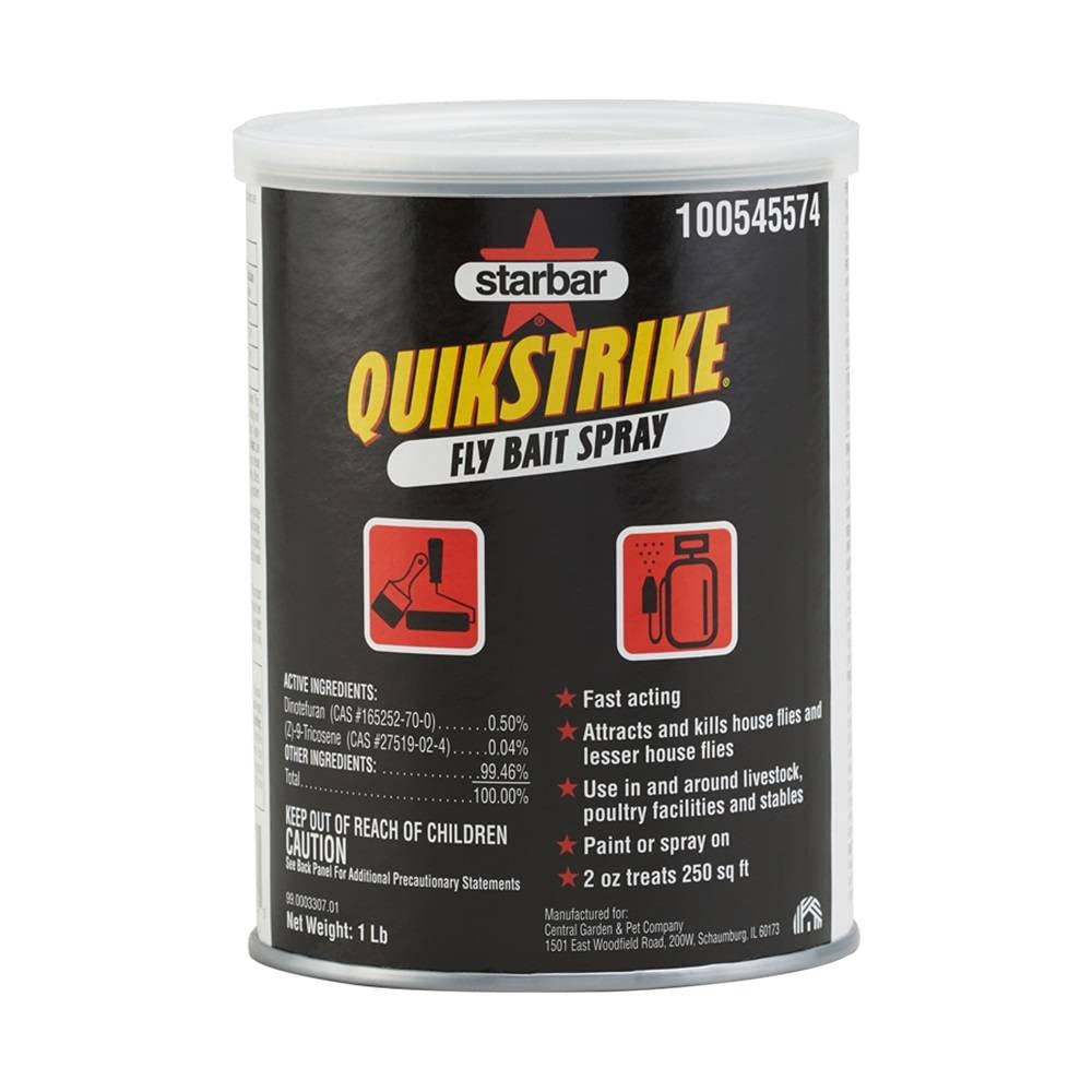 Stram QuikStrike Fly Bait Spray 1lb front view for quick fly control in kitchens.