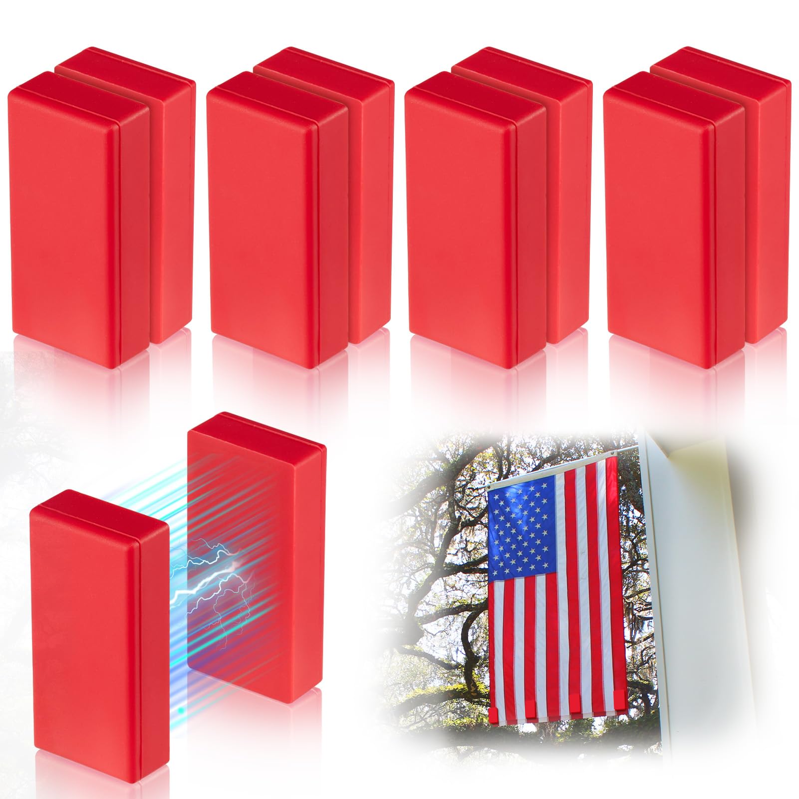 Strdfeve strong magnetic flag weights securing a flag in windy conditions.