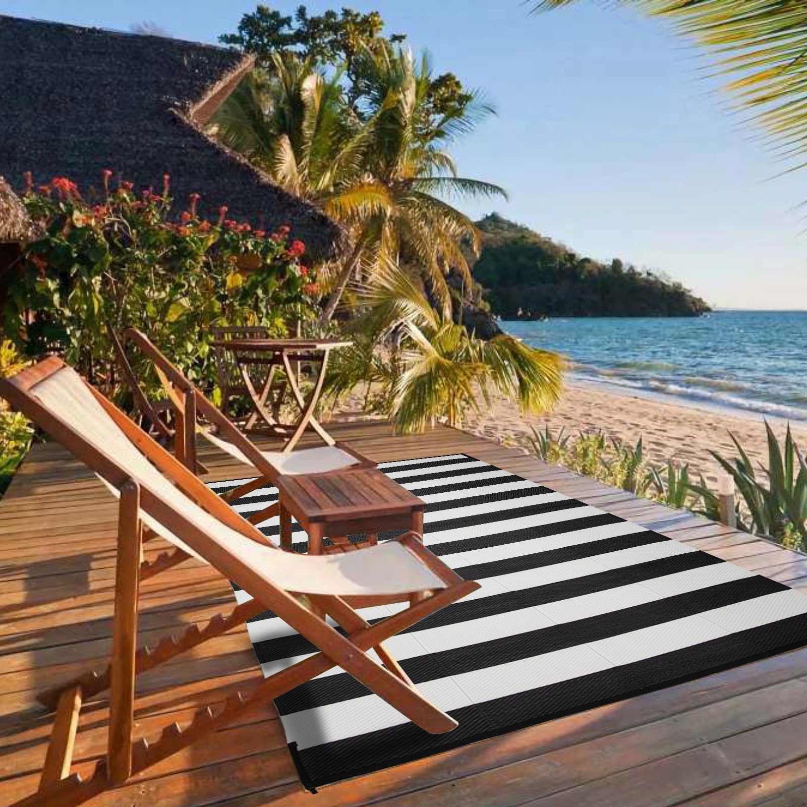 Strickland Home outdoor rug multi-use—indoor and outdoor décor with double-sided patterns.