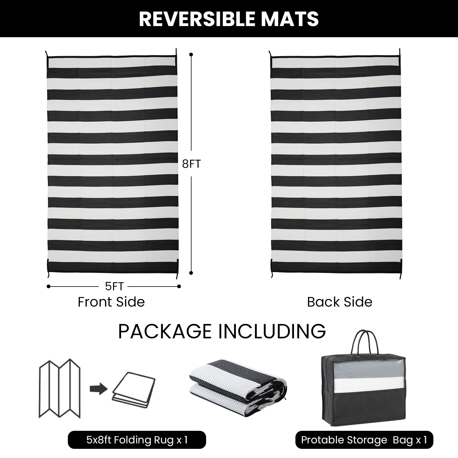 Strickland Home outdoor rug pattern closeup—durable double-sided design for flexible use.