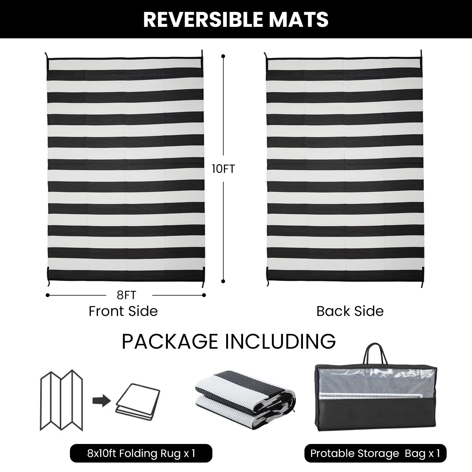 Strickland Home outdoor rug reversible pattern close-up showing two design options.