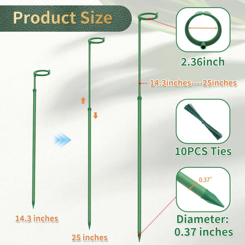 Stroller extendable stakes adapt from 14.3 to 25 inches for growing vines.