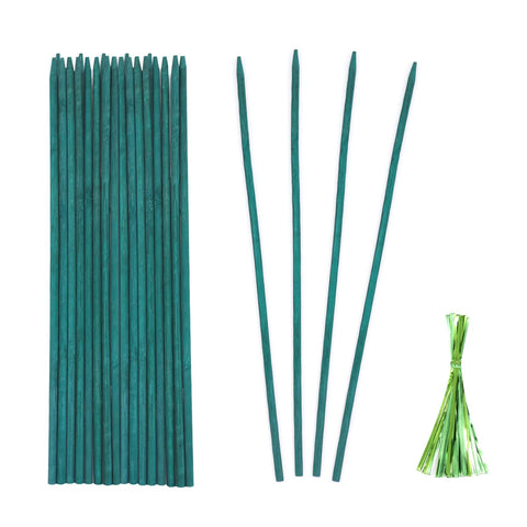 Stroller green bamboo plant stake front view shows sturdy 15-inch support for plants