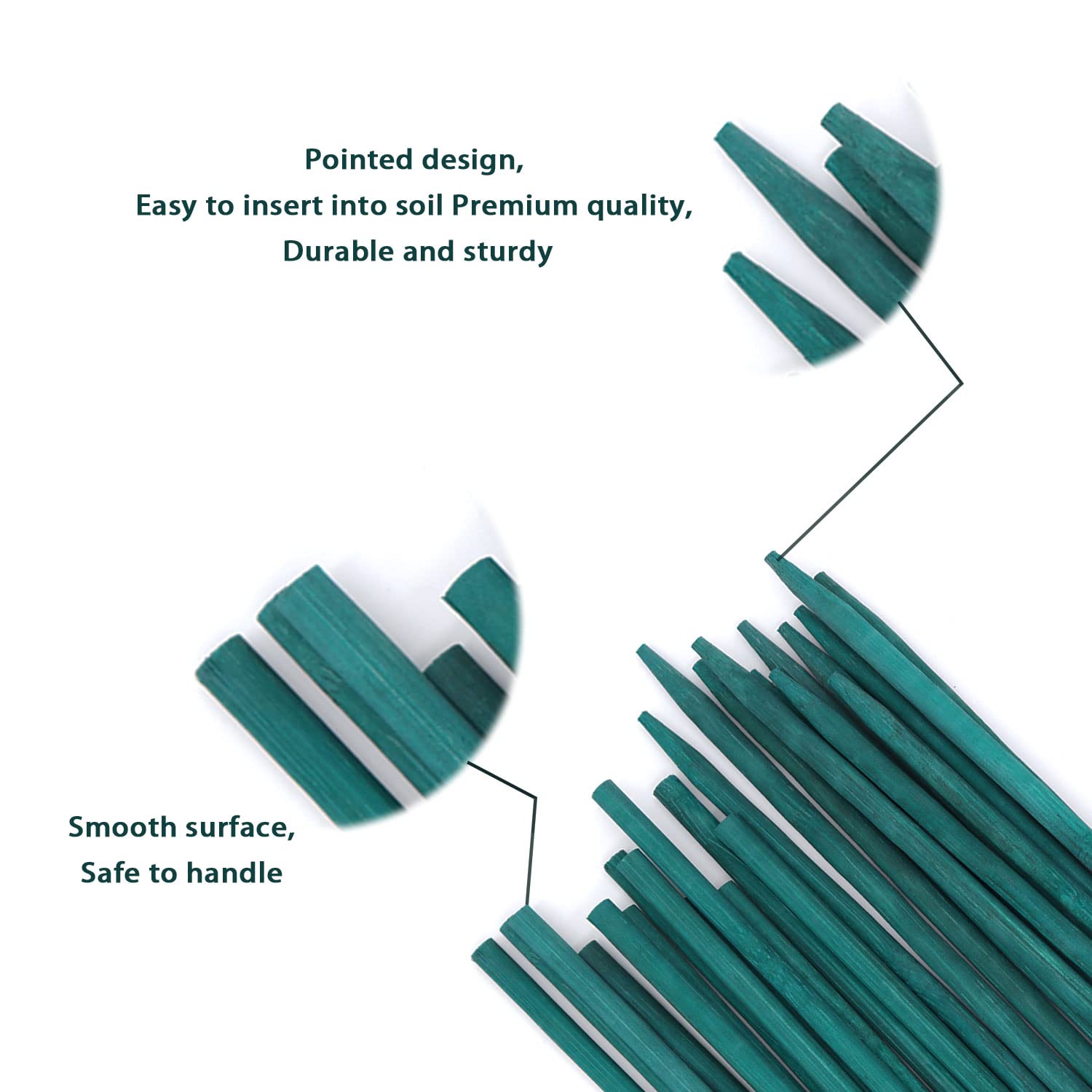 Stroller green bamboo plant stake side view highlights smooth finish for daily use