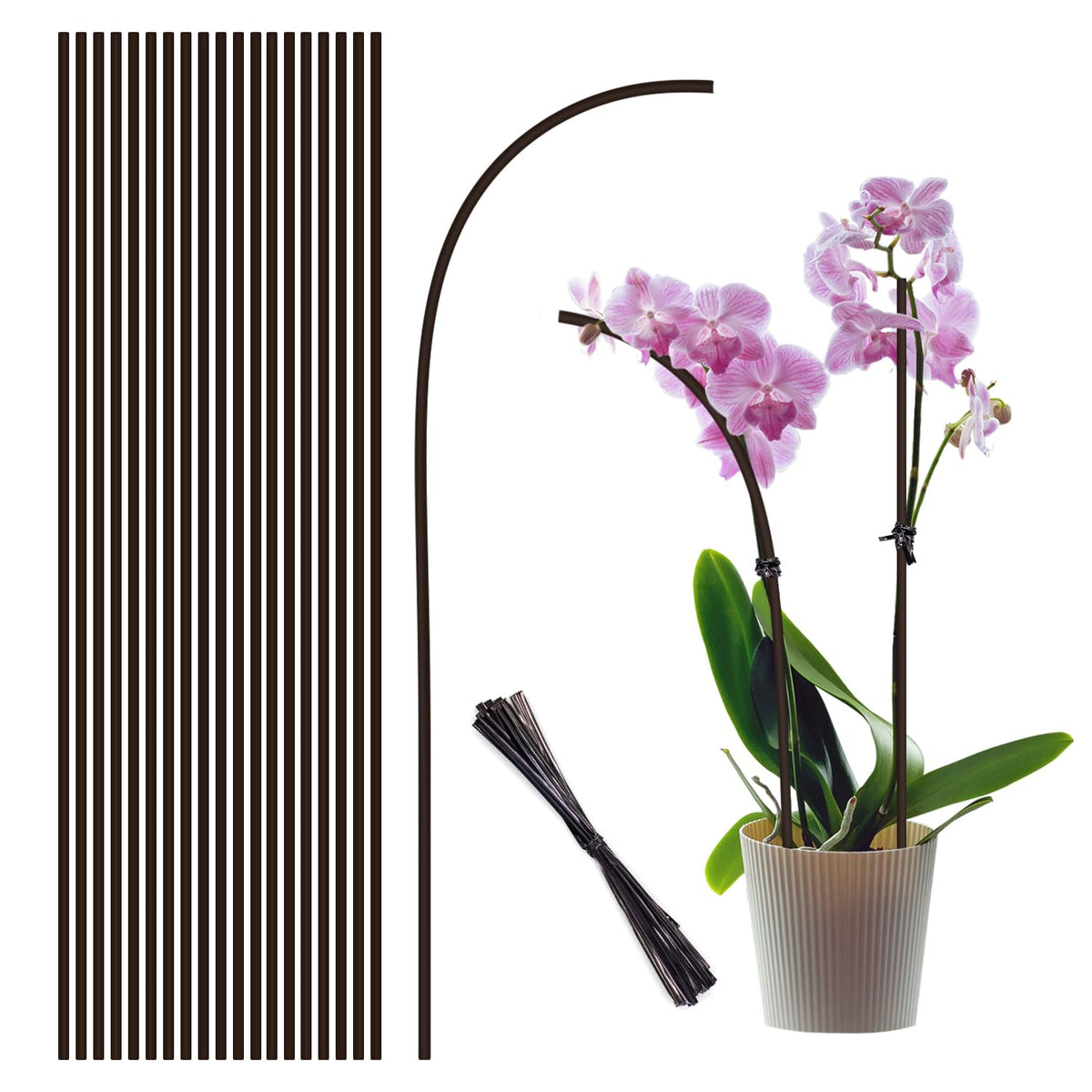 Stroller 16-inch bendable plant stake supports upright growth in pots