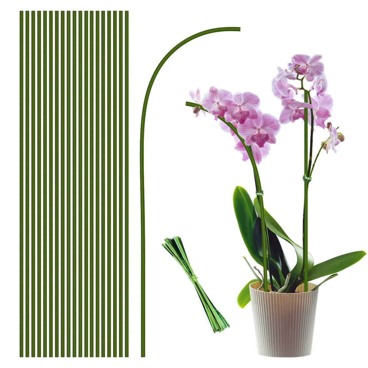 Stroller green bendable 18-inch plant stake supports indoor and outdoor plants