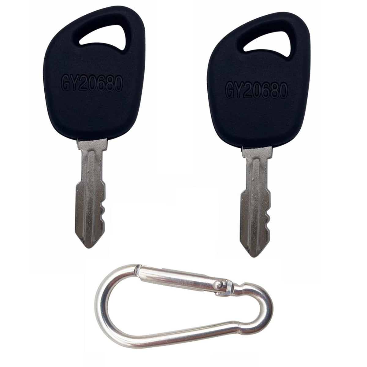 Strongthium 140403 replacement key close-up for GY20680, ready for John Deere mowers.