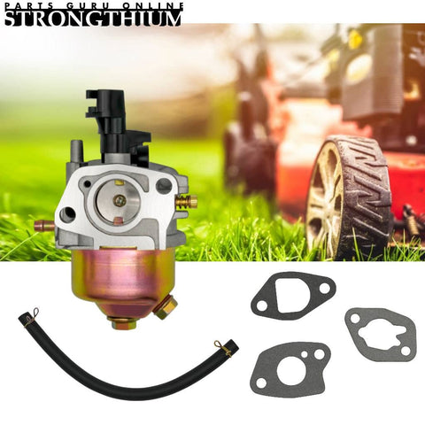 Strongthium carburetor package includes gaskets and fuel line for replacement.