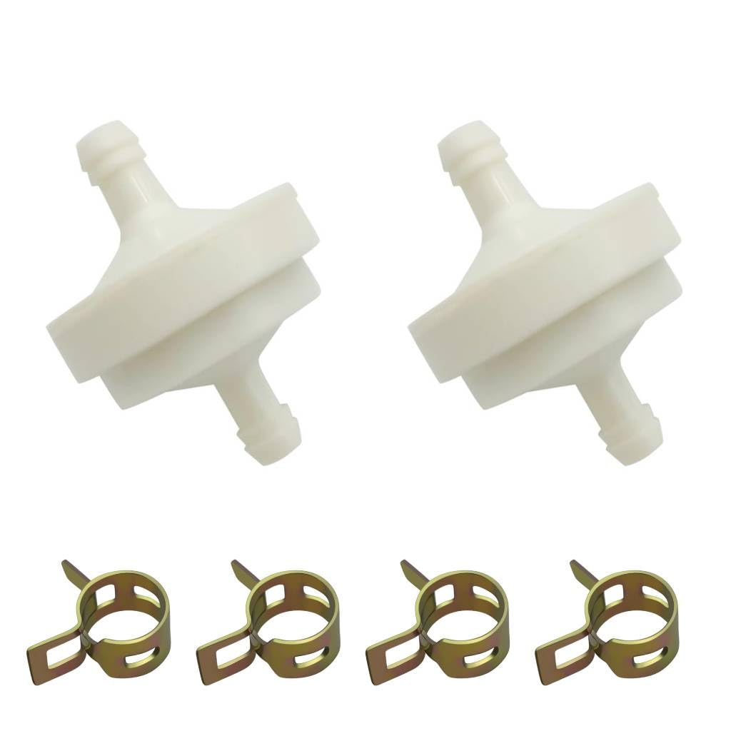 Strongthium inline fuel filter with quarter-inch ID for lawn mowers.