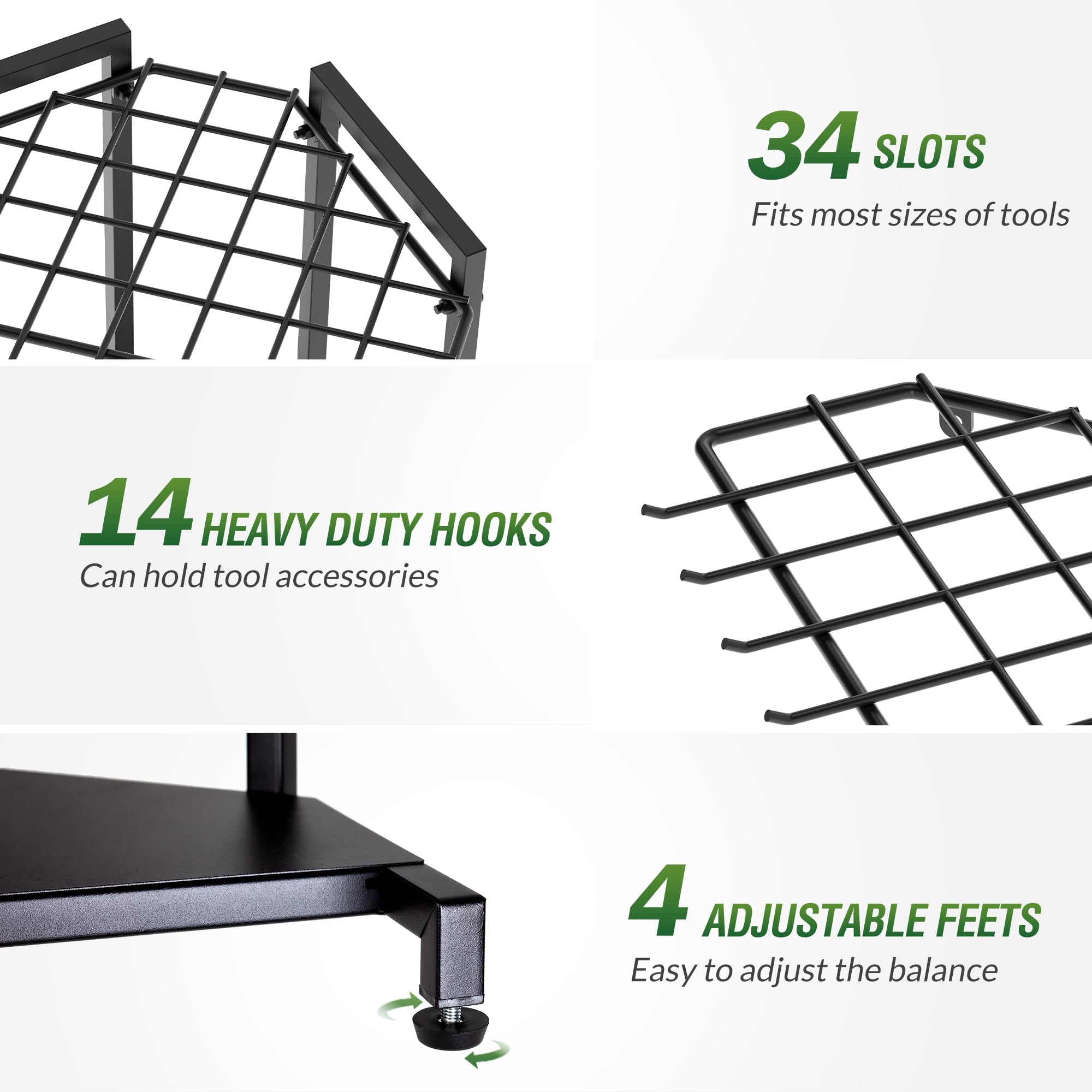 Sttoraboks garden tool organizer shows 34 compartments for versatile tool storage