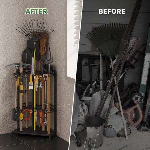 Sttoraboks adjustable feet keep the rack level on uneven surfaces