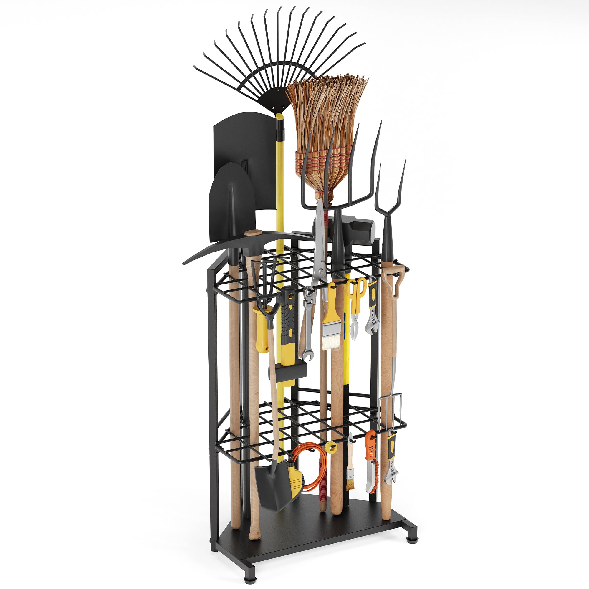 Sttoraboks garden tool organizer front view showing corner-fit design for space saving