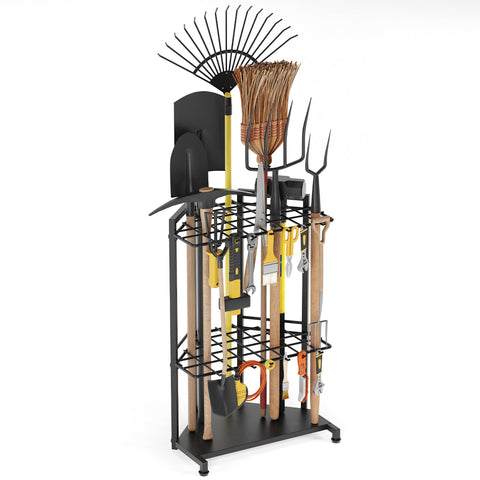 Sttoraboks garden tool organizer front view showing corner-fit design for space saving