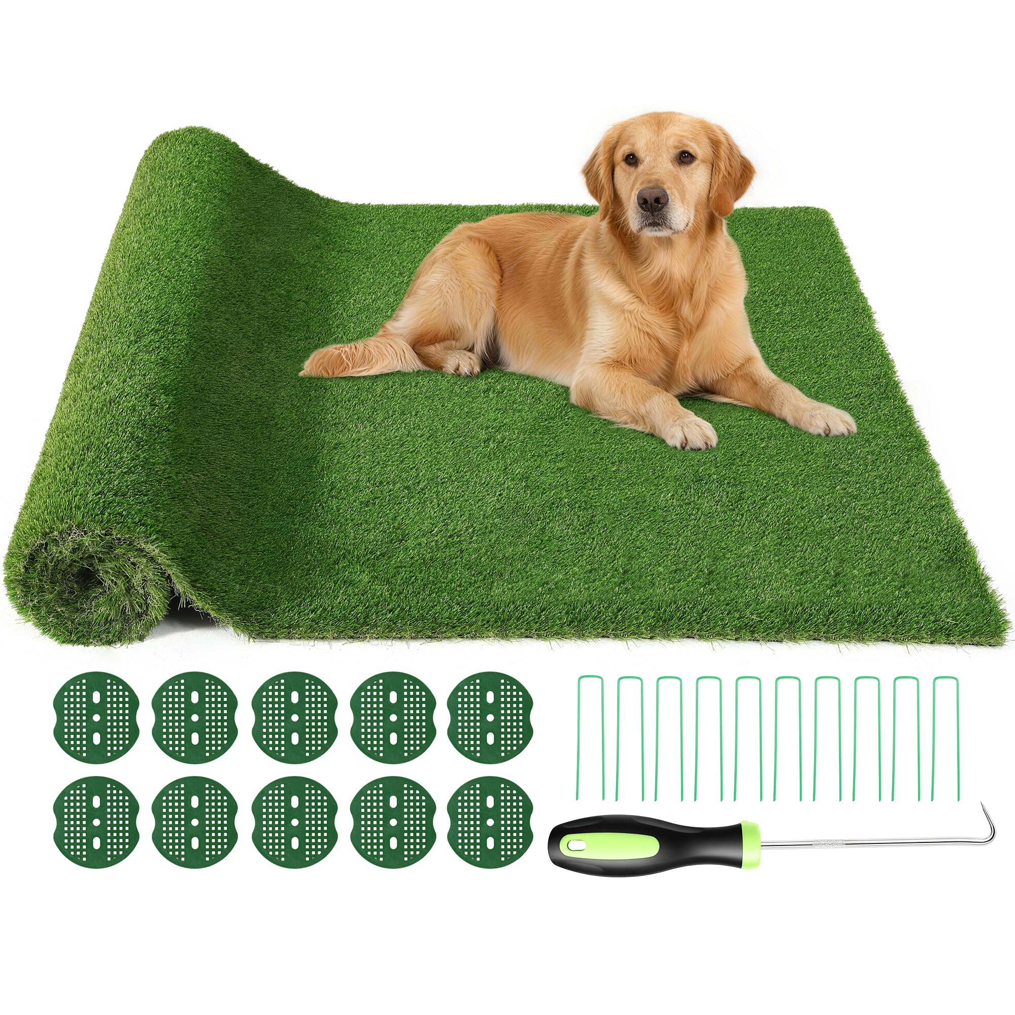 Sturdum artificial grass 4x10 ft overview with dense three-tone blades for a soft, natural look.