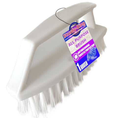 Sturdy King scrub brush with unbreakable handle and 6 inch reach for tough grime