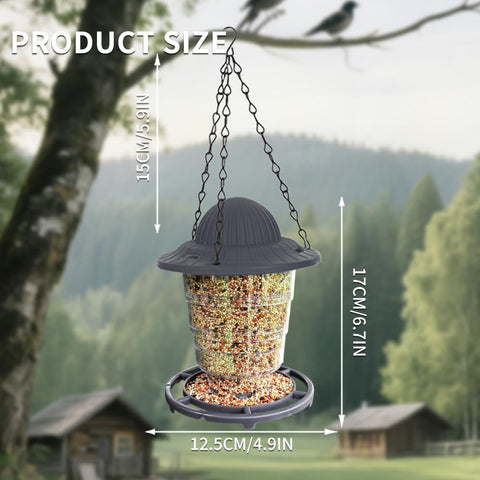 STWPYL Small Bird Feeder demonstrates durable, weather-resistant construction on a porch hook