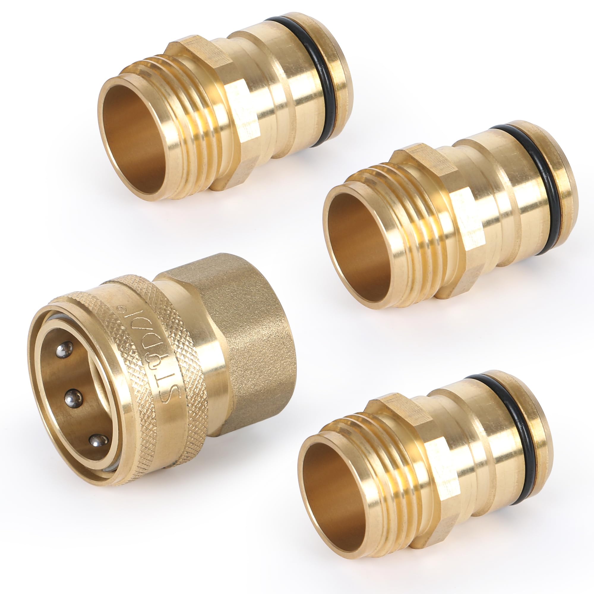 STYDDI 3/4-inch full-flow connector delivers unobstructed water distribution for steady garden irrigation.