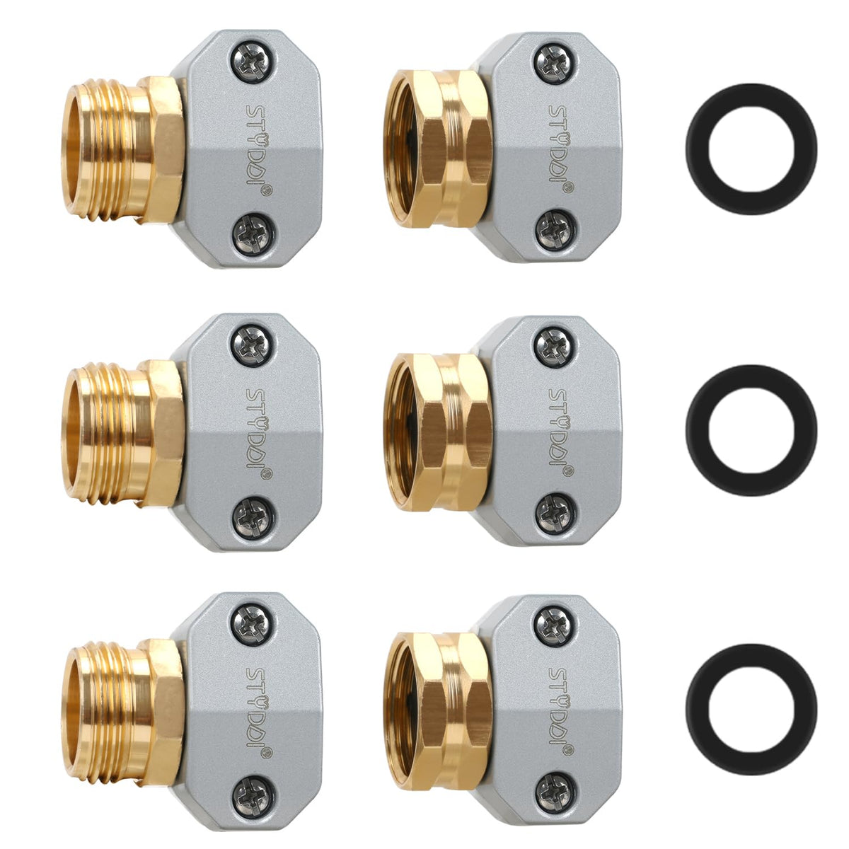 STYDDI aluminum female hose connector for durable garden repairs.