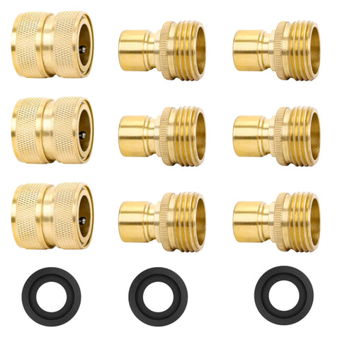 STYDDI brass full-flow quick connects with male fittings for strong water output and quick changes