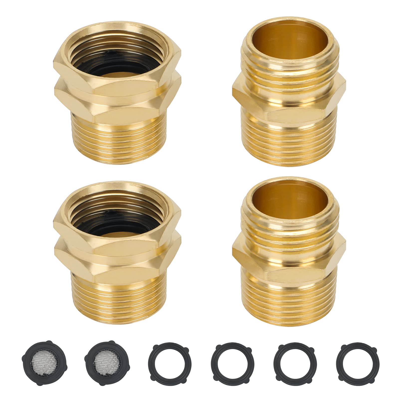 STYDDI brass GHT to NPT connector front view shows durable construction for reliable hose-to-pipe connections.