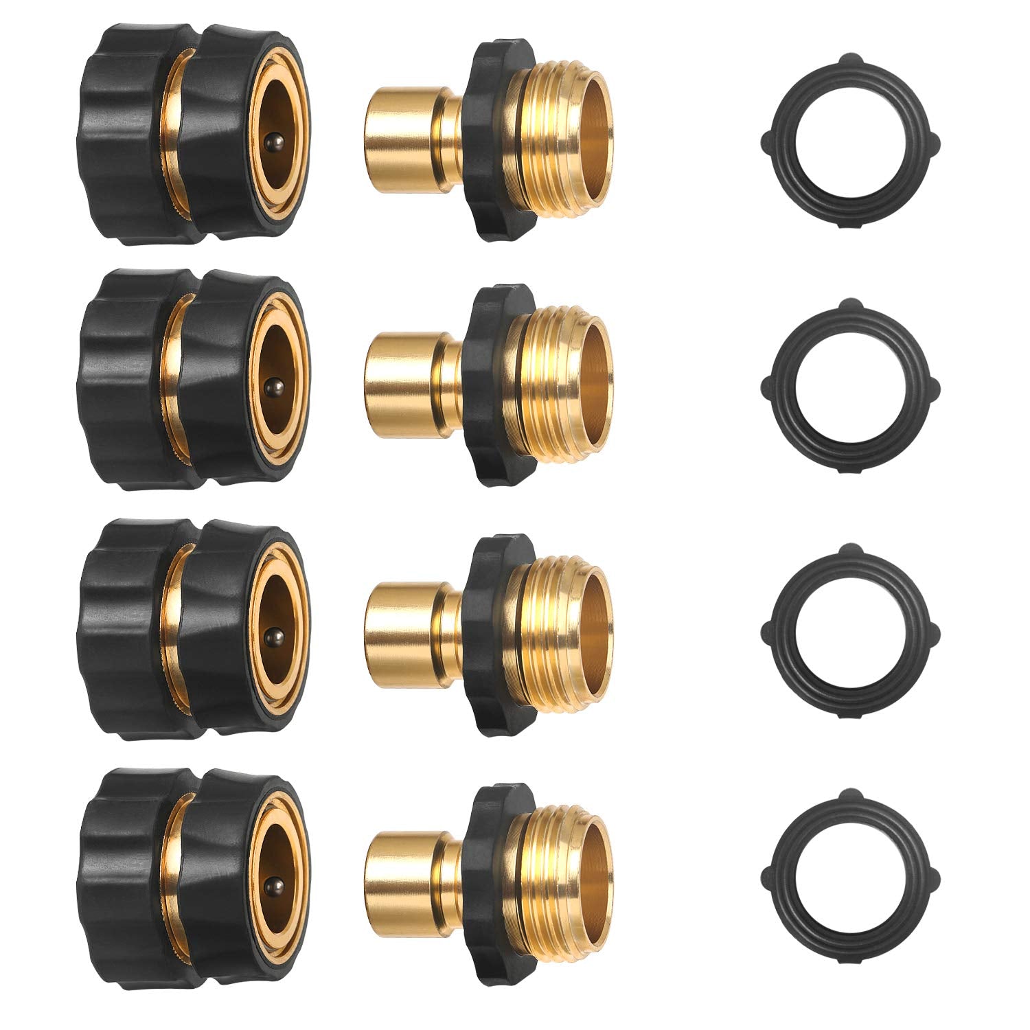 STYDDI garden hose quick-connect fittings in metal with a rubber grip for secure connections.