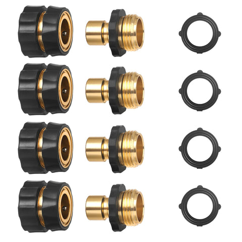 STYDDI garden hose quick-connect fittings in metal with a rubber grip for secure connections.
