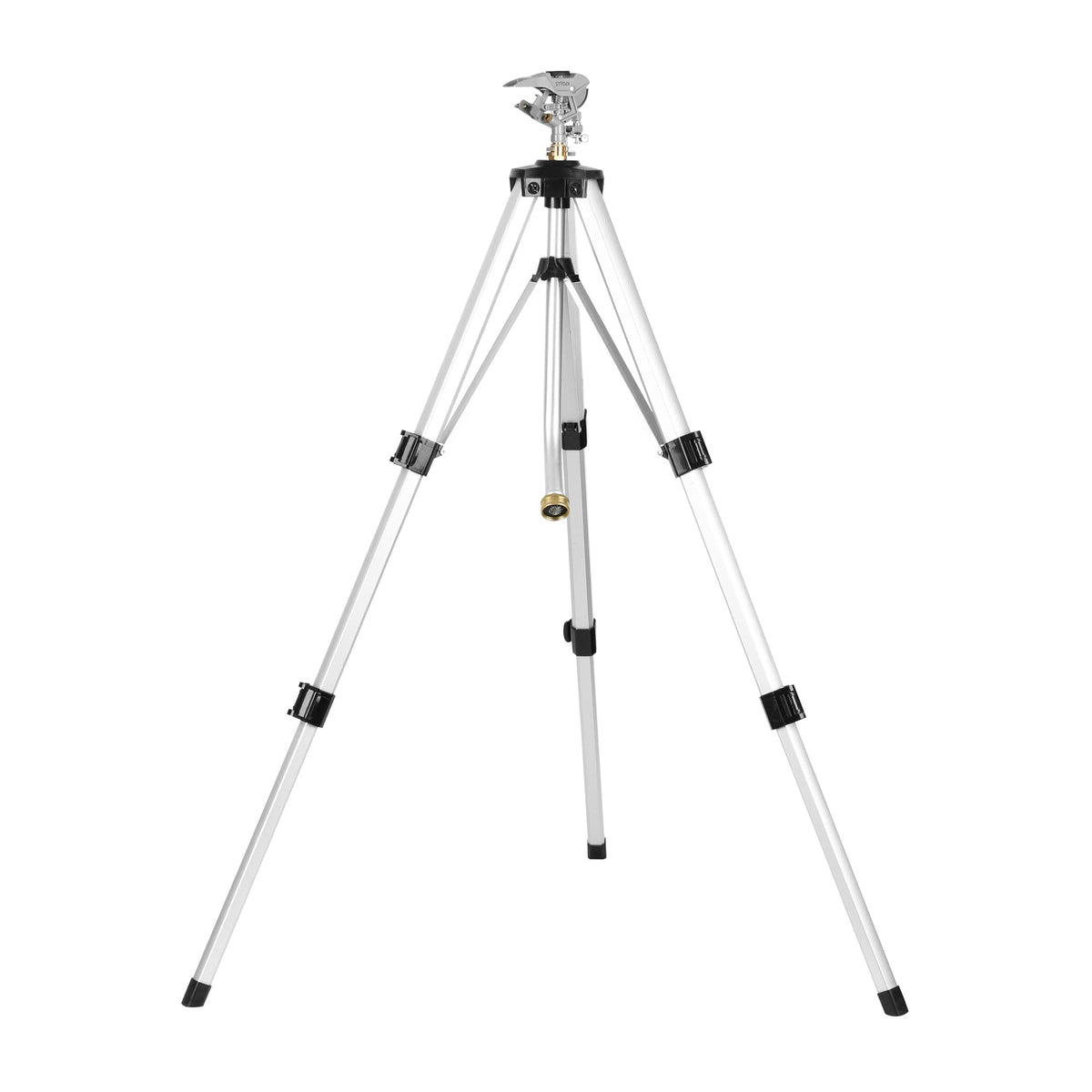 STYDDI heavy-duty tripod sprinkler front view shows sturdy design for wide yard coverage