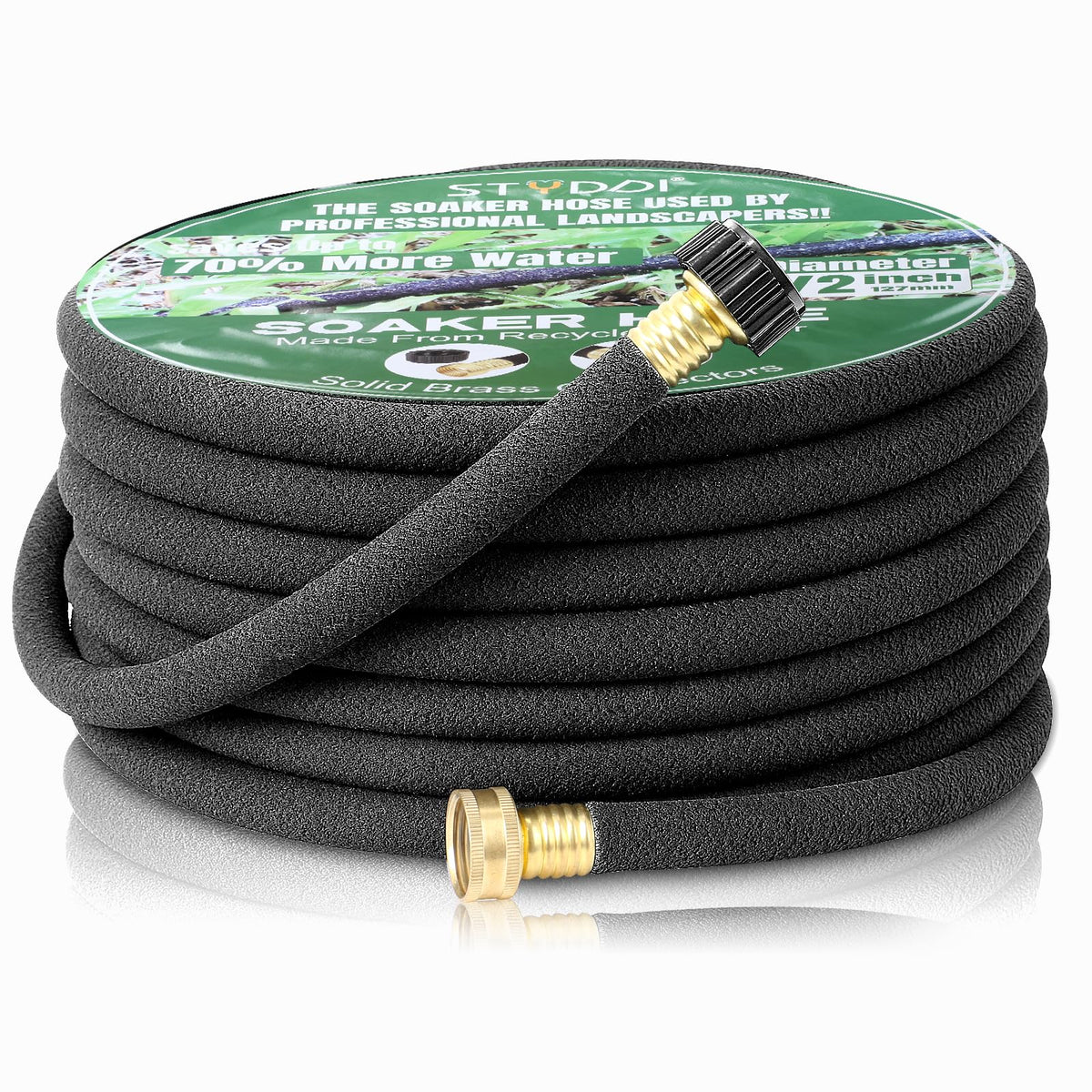 STYDDI soaker hose laid out in a garden bed for even moisture