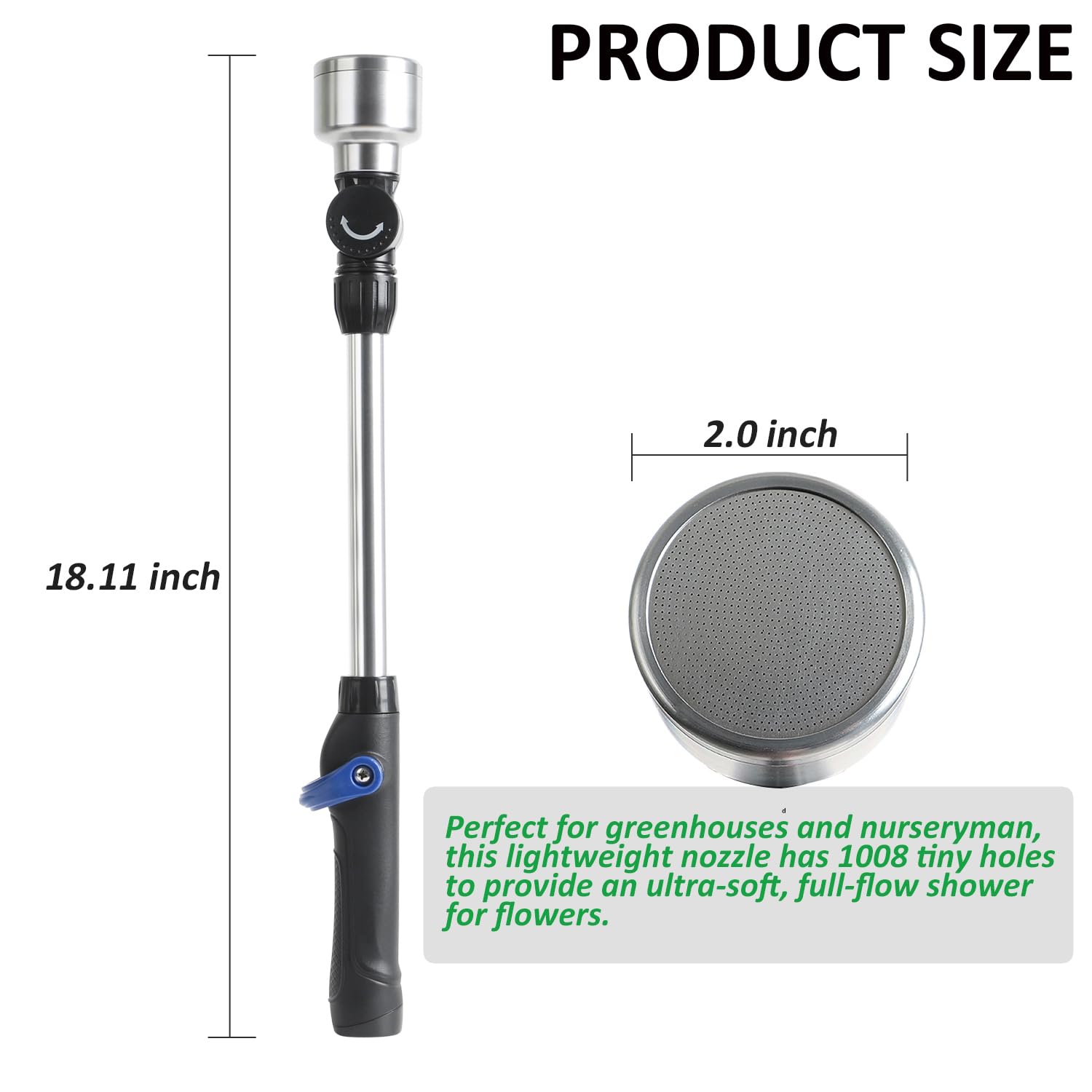 STYDDI stainless head ensures a gentle, even spray for delicate seedlings.