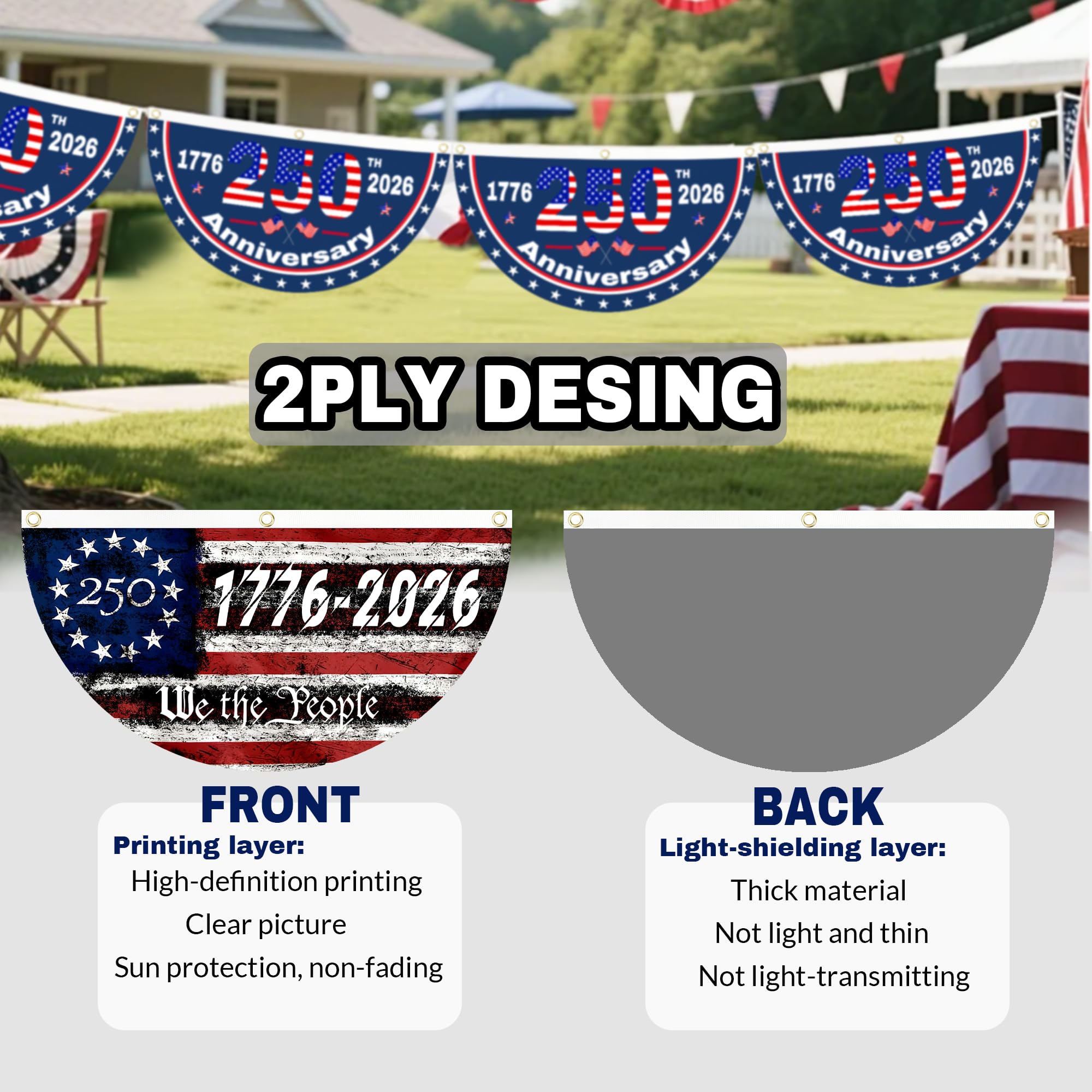 Style A USA Flag with brass grommets for easy outdoor hanging.