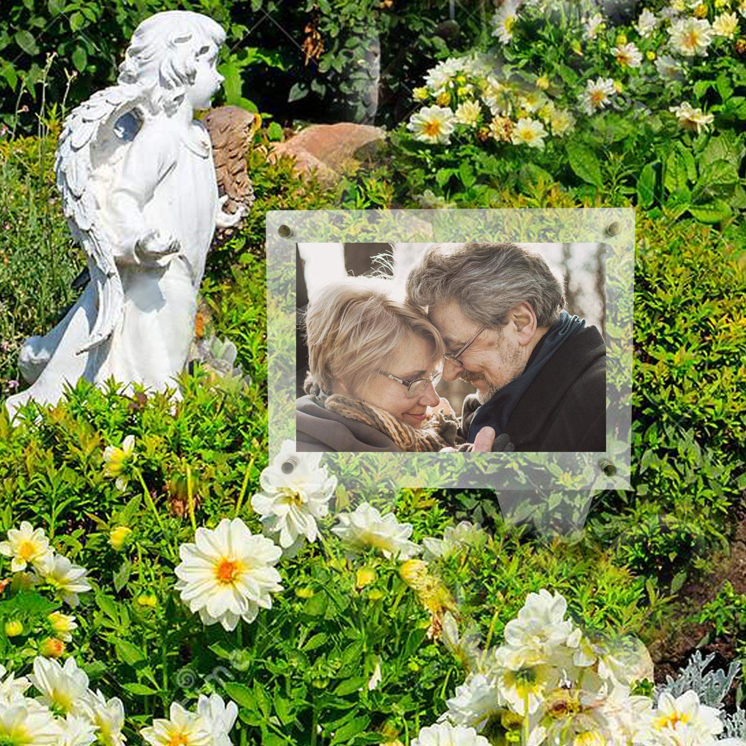 Suaific outdoor memorial setup in garden, weather-ready and maintenance-friendly
