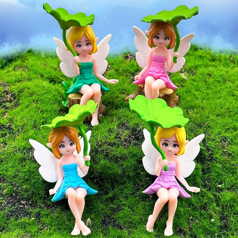 Suartus miniature fairy on a lotus leaf for charming outdoor garden decor