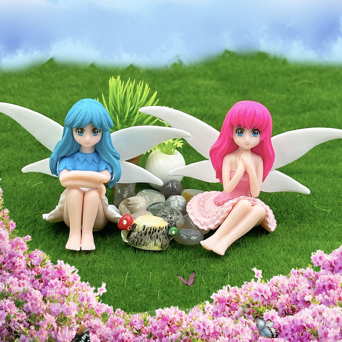 Suartus resin fairy figurines close-up showing detailed texture.