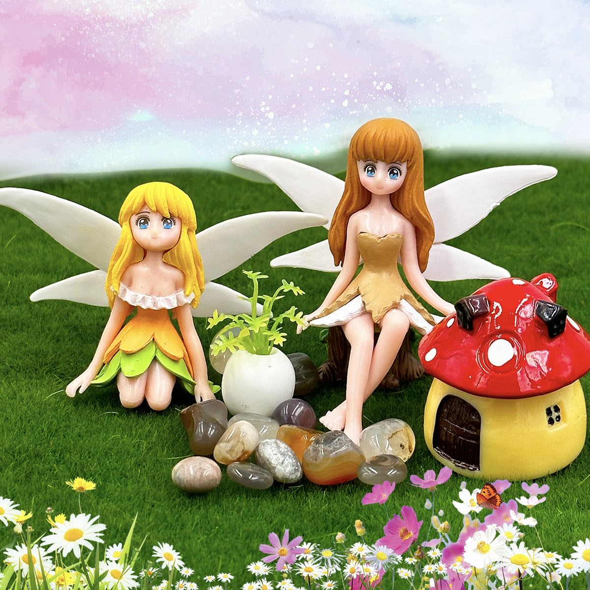 Suartus small fairy figures sized 1.96 to 3.15 inches for versatile decor.