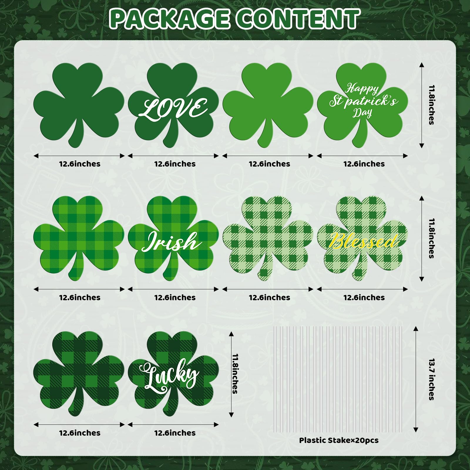 Subacy shamrock signs arranged to welcome outdoor spaces.