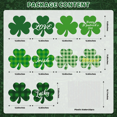 Subacy shamrock signs arranged to welcome outdoor spaces.