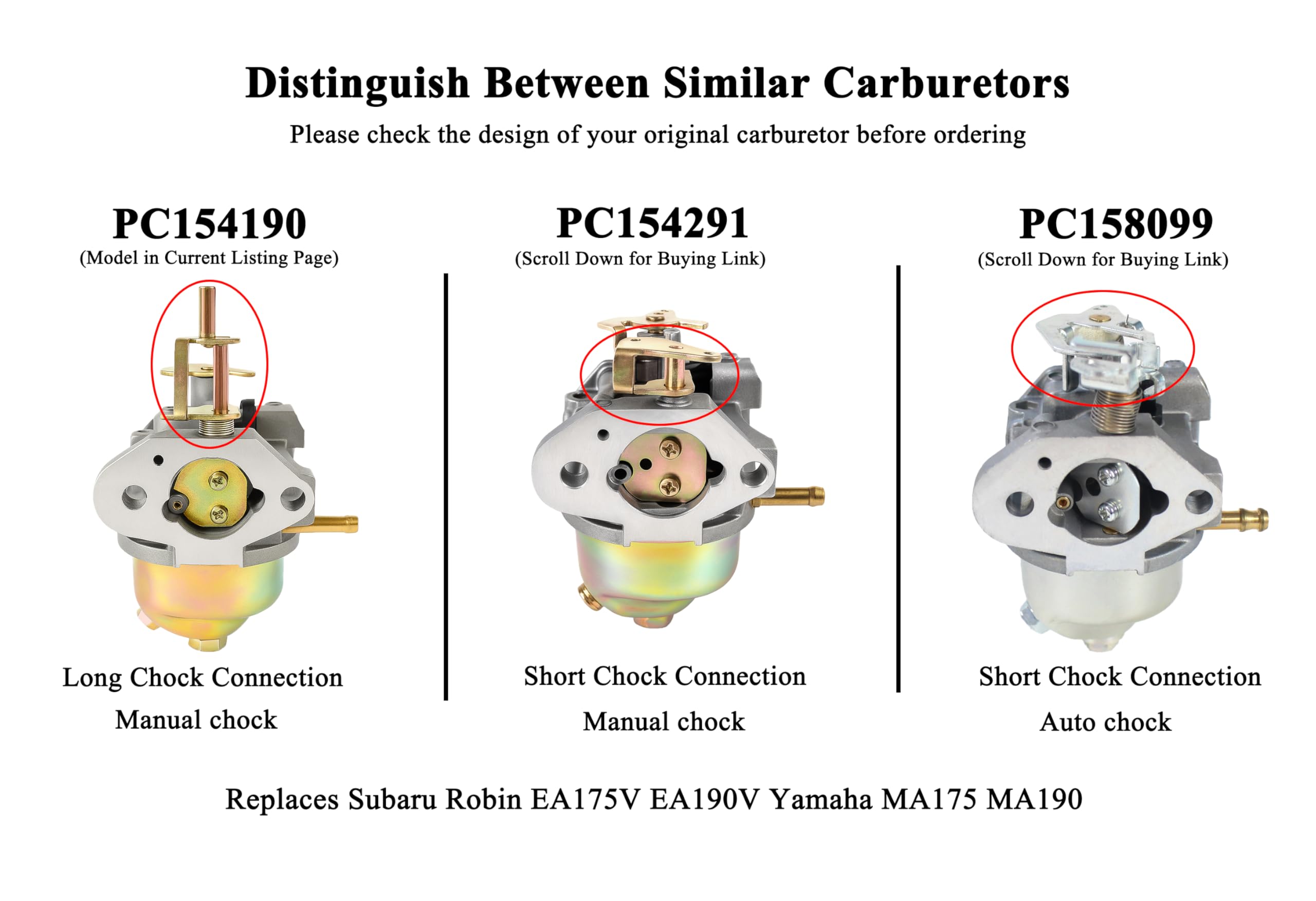 Subaru Robin EA175V compatibility with EA190V engines improves replacement accuracy