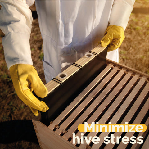 Subernig hive setup shows frame feeders for supplemental feeding.