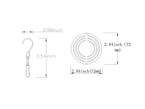 Sublimation wind spinner blank aluminum 72mm back view for double-sided artwork.