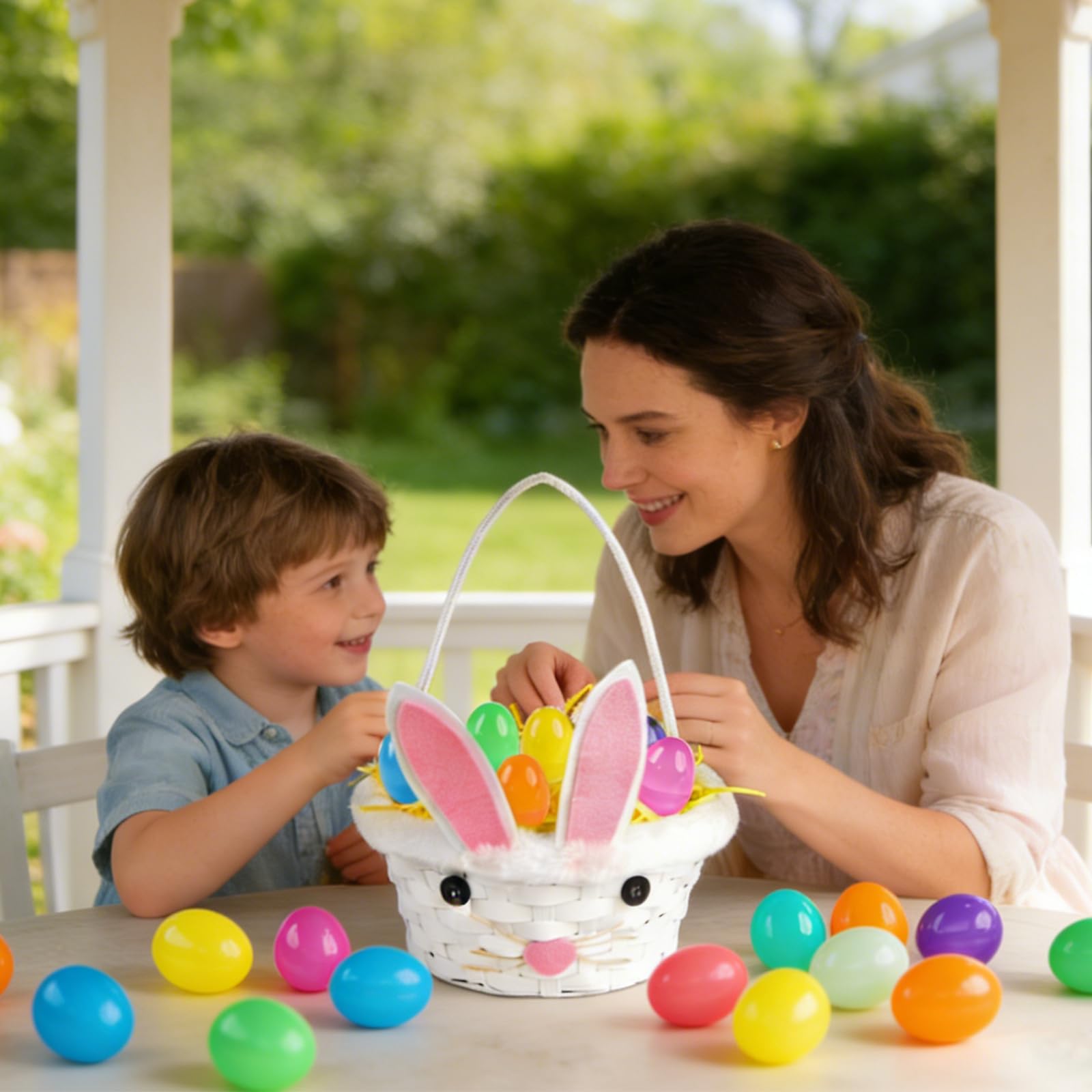 SucculentLovers Easter basket with handle for simple carry during outdoor celebrations.