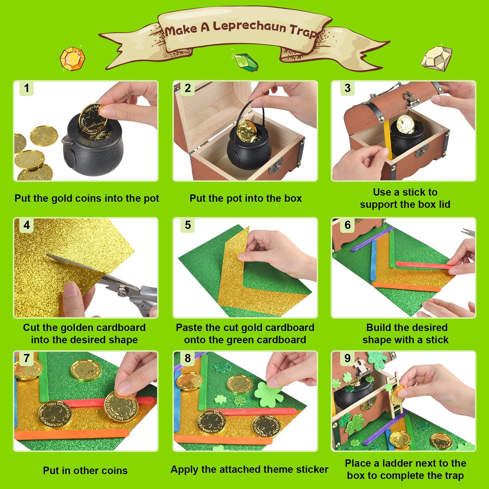 succulentlovers Green and gold papers provide lively backgrounds for party crafts.
