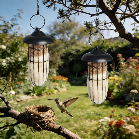 SucculentLovers hanging nest station on a branch adds natural charm to gardens.