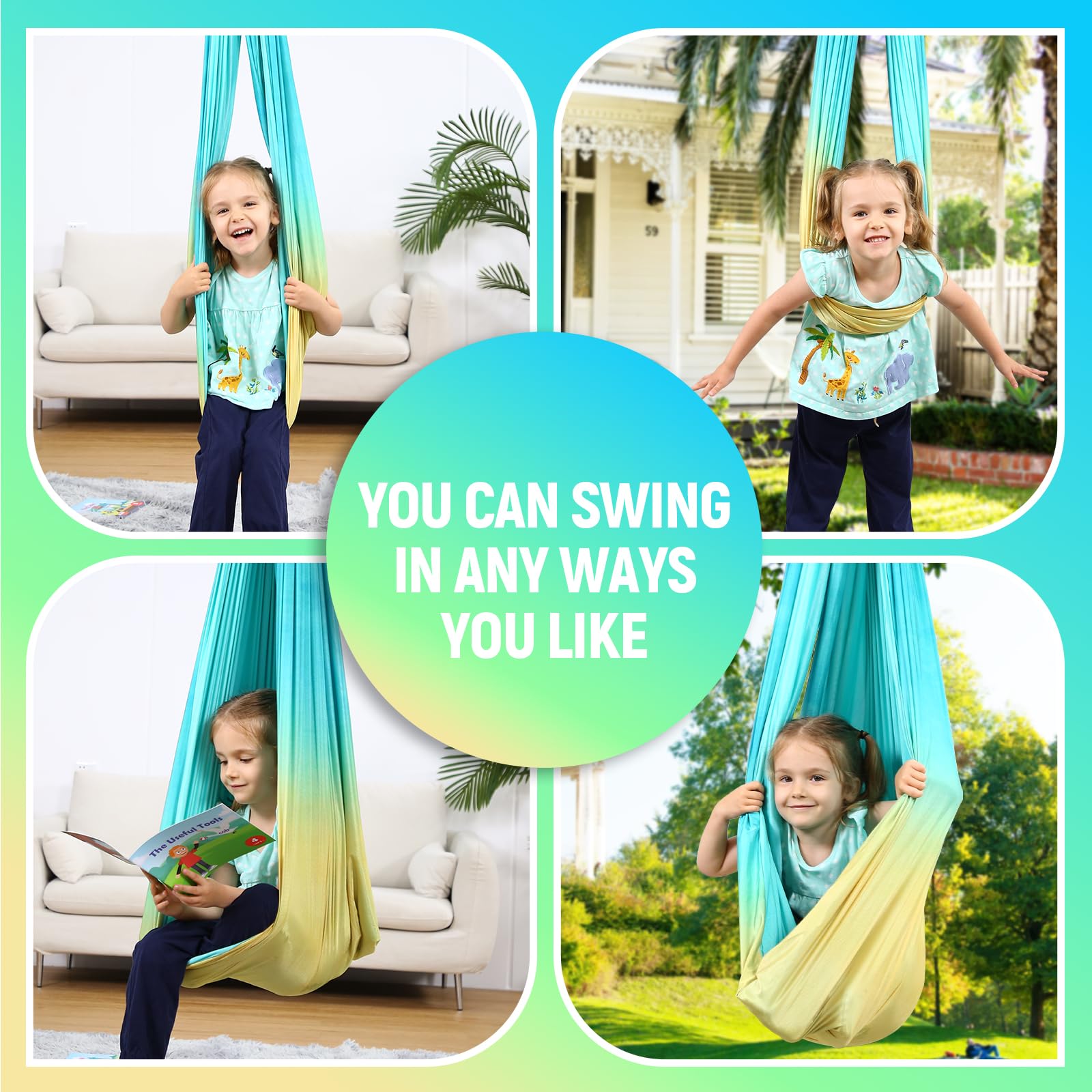 Suchdeco Sensory Swing admite hasta 300 libras para niños y adultos.