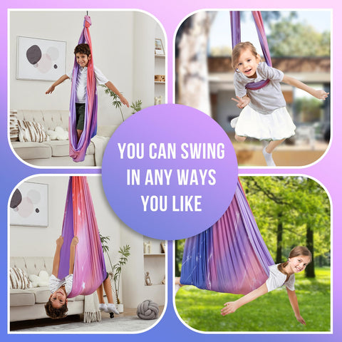 Suchdeco sensory swing supports up to 300 lbs for kids and adults.