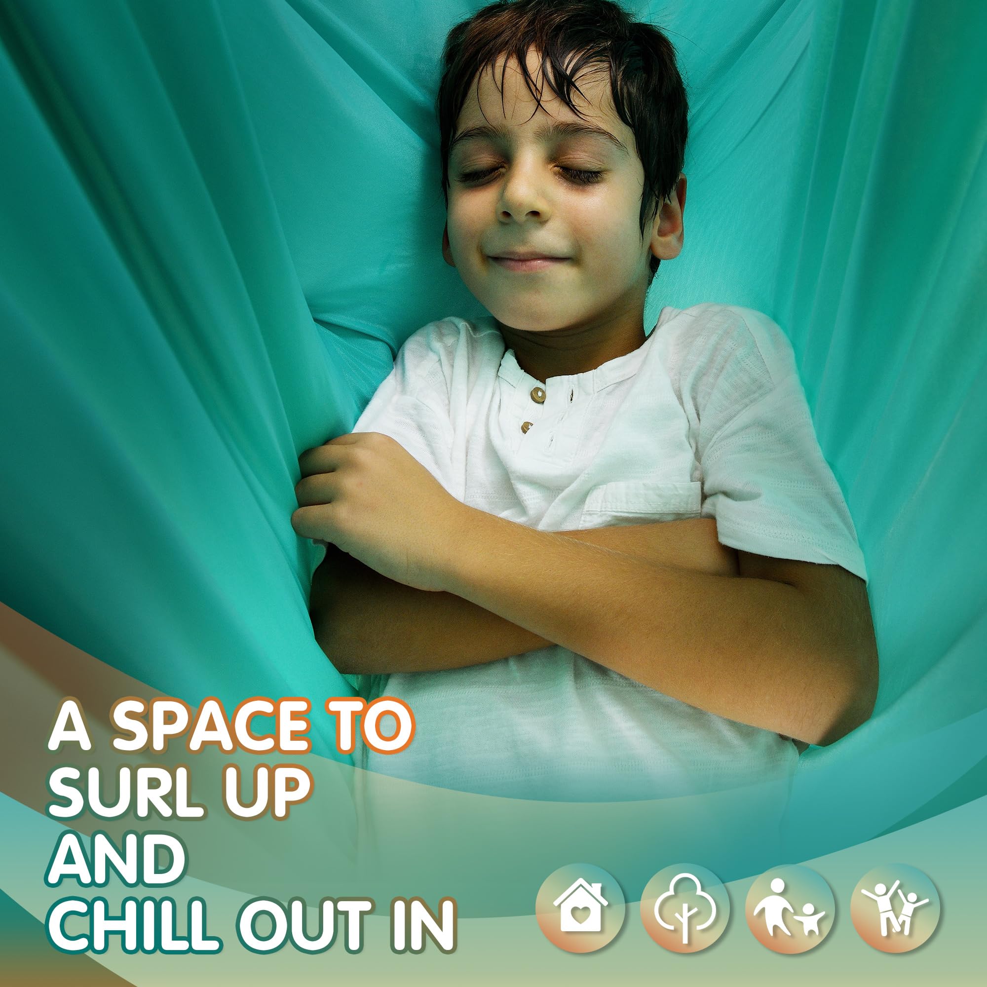 Suchdeco Sensory Swing with 360 swivel hanger enables varied, playful swings.