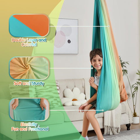 Suchdeco Sensory Swing is machine washable and nonslip for safe fun.