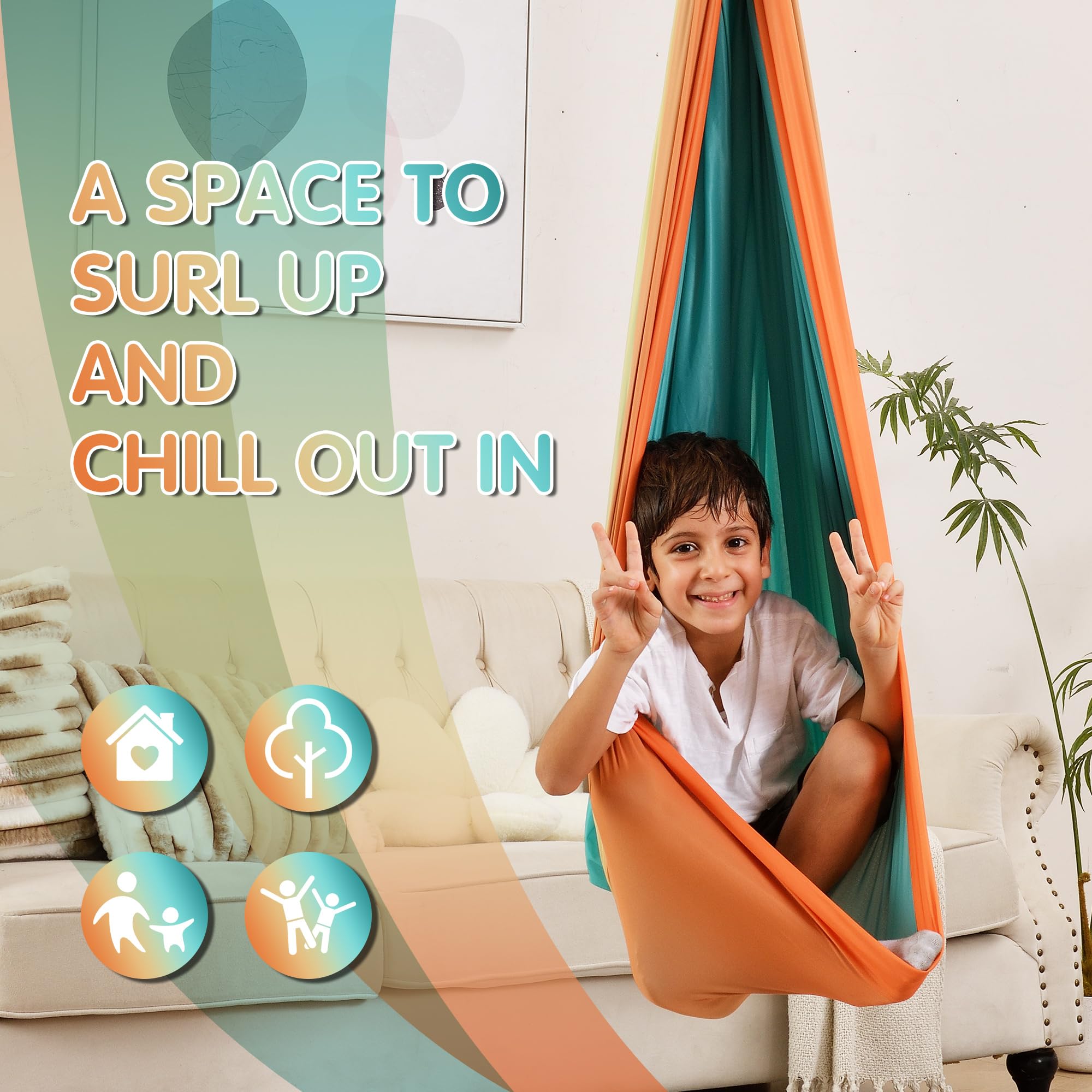 Suchdeco Sensory Swing helps unwind after a busy day with gentle motion.